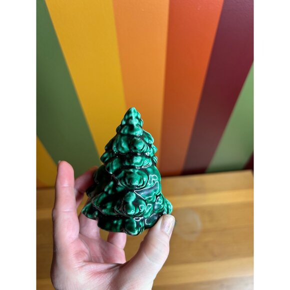 Vintage ceramic Christmas tree evergreen small dark green napkin - Picture 3 of 6